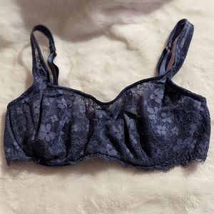Victoria's Secret Blue Floral Lace Unlined 34D Bra